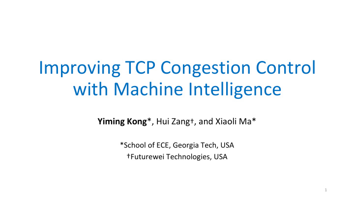 improving tcp congestion control