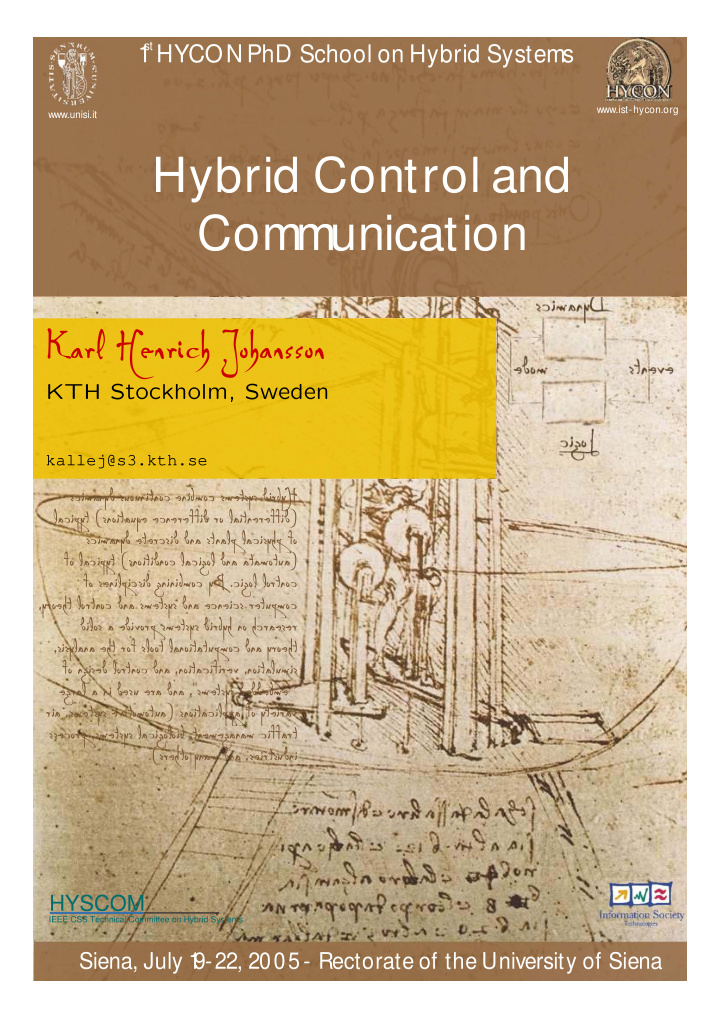 hybrid control and communication karl henrich johansson