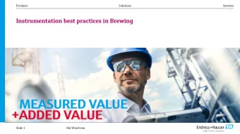 Instrumentation best practices in Brewing  Slide 1  Ola Wesstrom  Instrumentation best practices in
