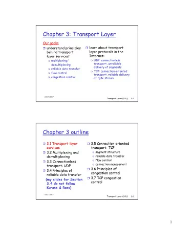 Chapter 3: Transport Layer  Our goals:  learn about transport  understand principles  l