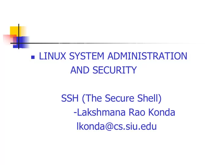 linux system administration and security ssh the secure