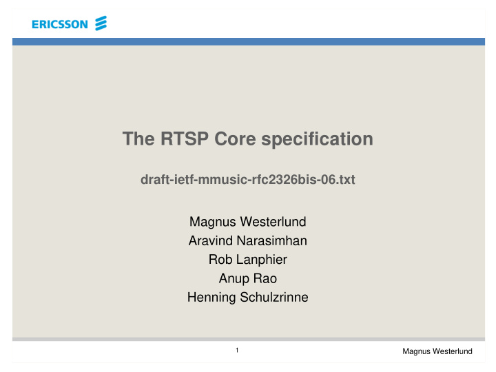 the rtsp core specification