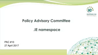 27 April 2017  Policy change submission  27 April 2017  Agenda  Introduction &amp; background