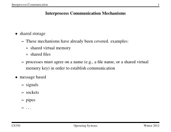 Interprocess Communication Mechanisms  shared storage  These mechanisms have already been