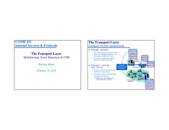 COMP 431  The Transport Layer  Internet Services &amp; Protocols  Transport services and protocols