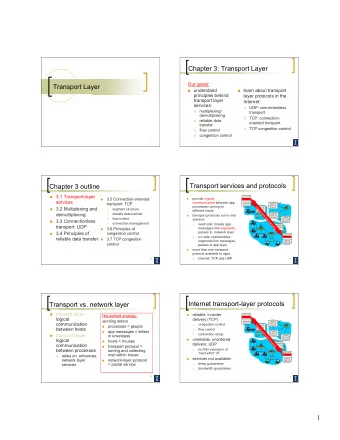 1  Chapter 3 outline  Multiplexing/demultiplexing  Multiplexing at send host:  Demultiplexing at
