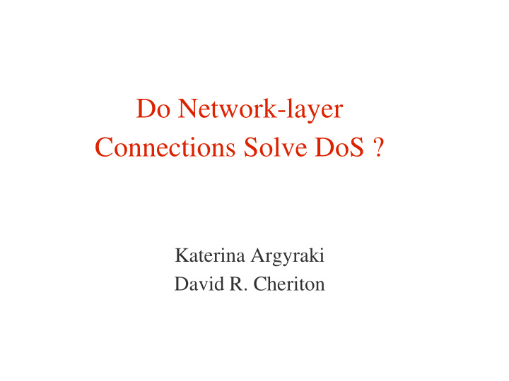 do network layer connections solve dos