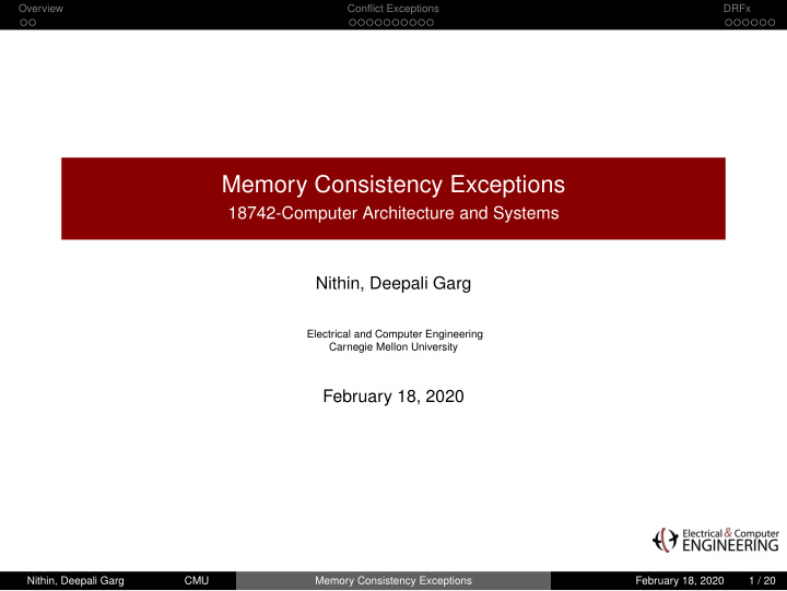 memory consistency exceptions