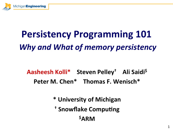 persistency programming 101