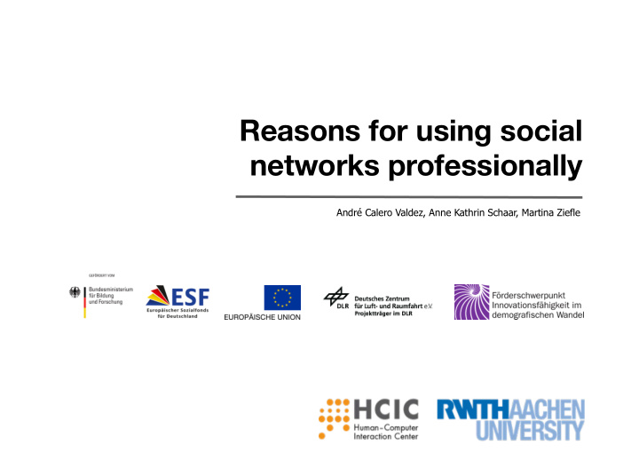 reasons for using social networks professionally