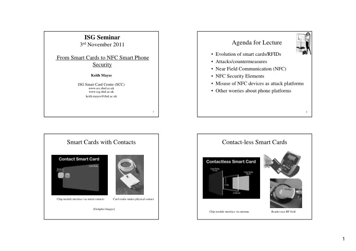 isg seminar agenda for lecture