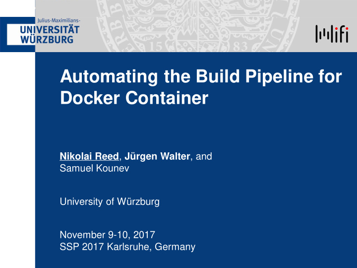 automating the build pipeline for docker container