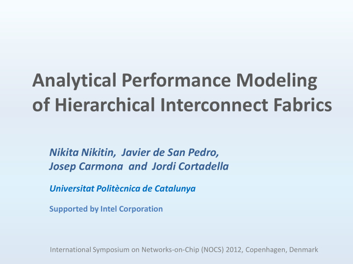analytical performance modeling