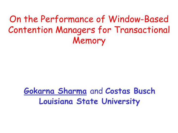 on the performance of window based