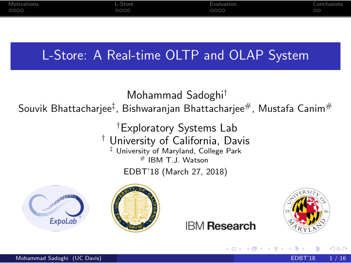 l store a real time oltp and olap system