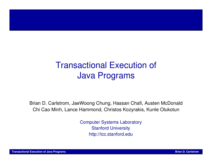 transactional execution of java programs