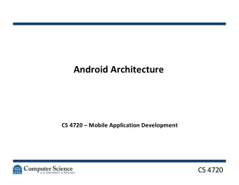 Android Architecture  CS 4720  Mobile Application Development  CS 4720  The Basics   In