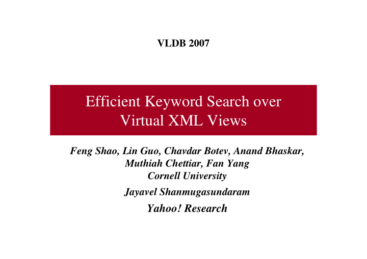efficient keyword search over virtual xml views