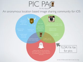 PIC PAC  Pic Pac Alpaca  An anonymous location based image sharing community for iOS  Channel for