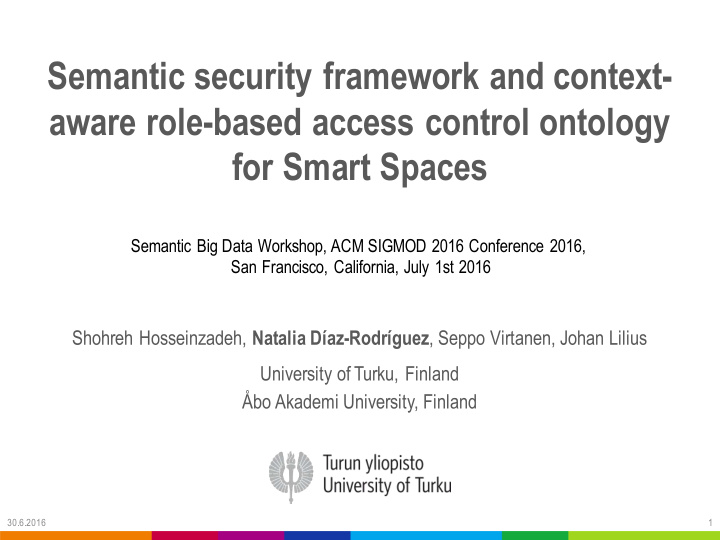 semantic security framework and context aware role based