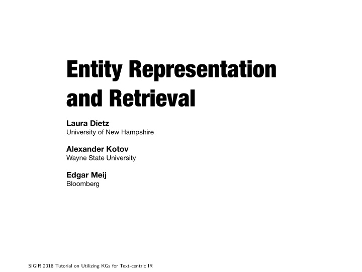 entity representation and retrieval