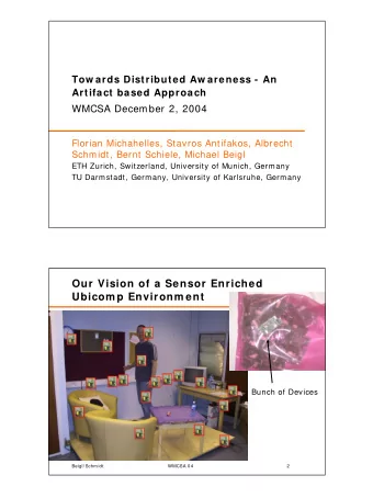 Our Vision of a Sensor Enriched  Ubicom p Environm ent  Bunch of Devices  Beigl/ Schmidt  WMCSA 04