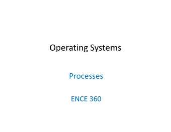 Operating Systems  Processes  ENCE 360  Outline  Motivation  Control block  Switching