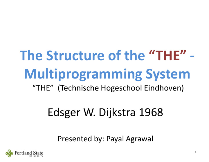the structure of the the multiprogramming system p g g y