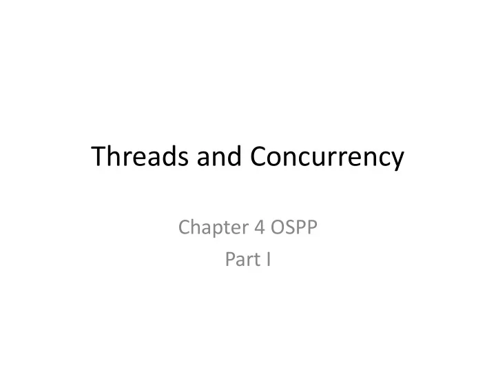 threads and concurrency