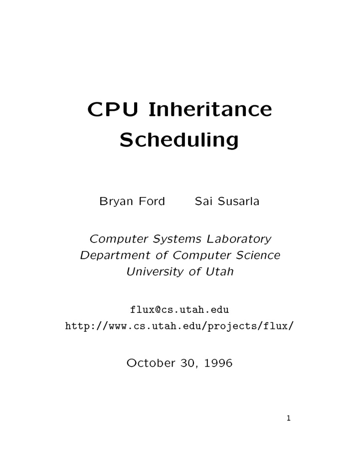 cpu inheritance scheduling bry an f o rd sai susa rla