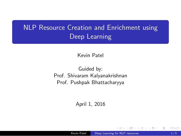 nlp resource creation and enrichment using deep learning