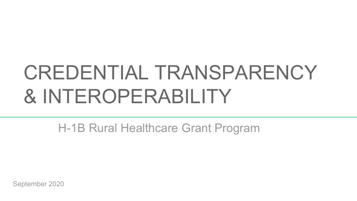 credential transparency interoperability