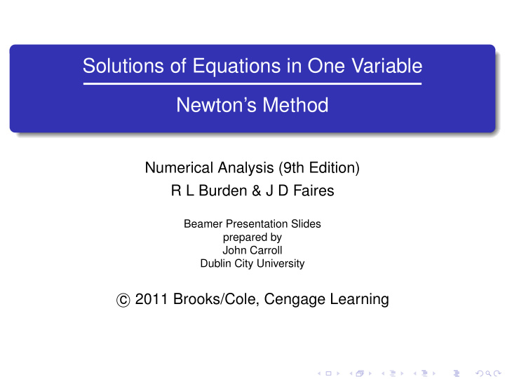 solutions of equations in one variable newton s method