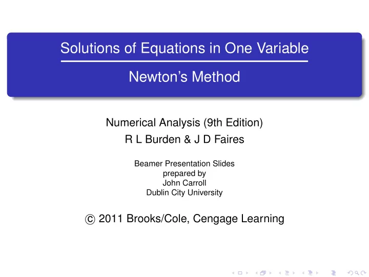 solutions of equations in one variable newton s method