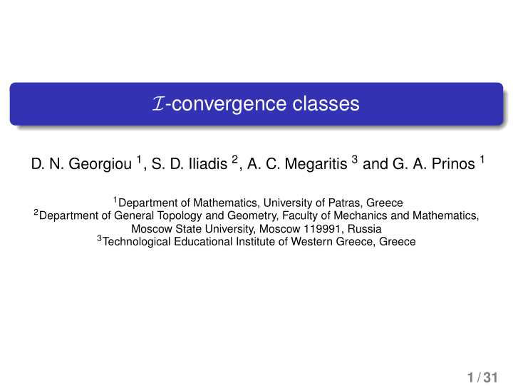 i convergence classes
