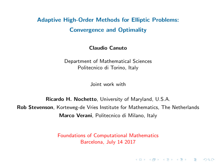 adaptive high order methods for elliptic problems