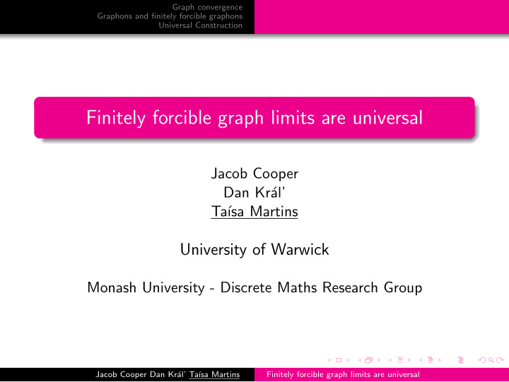 finitely forcible graph limits are universal