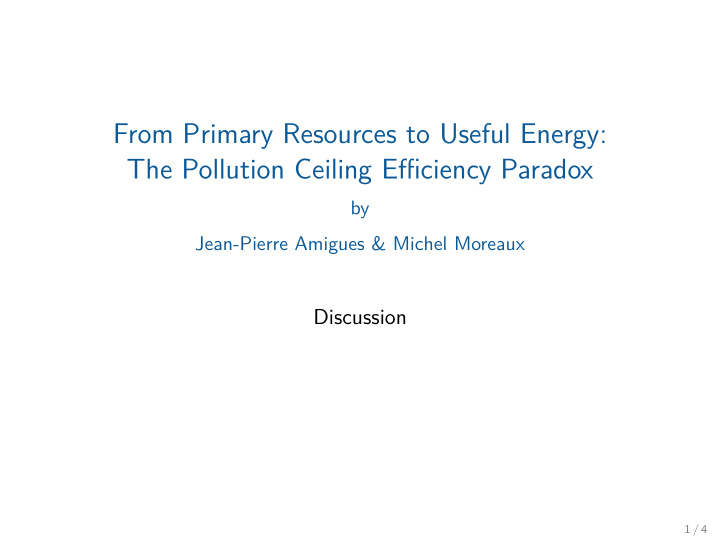 from primary resources to useful energy the pollution