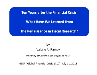 Ten Years after the Financial Crisis:  Ten Years after the Financial Crisis:  What Have We Learned