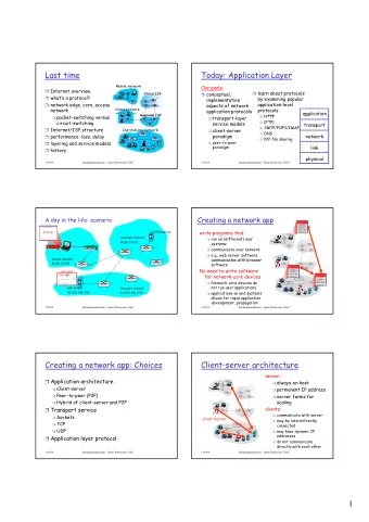 1  Pure P2P architecture  Hybrid of client-server and P2P  Skype  no always-on server