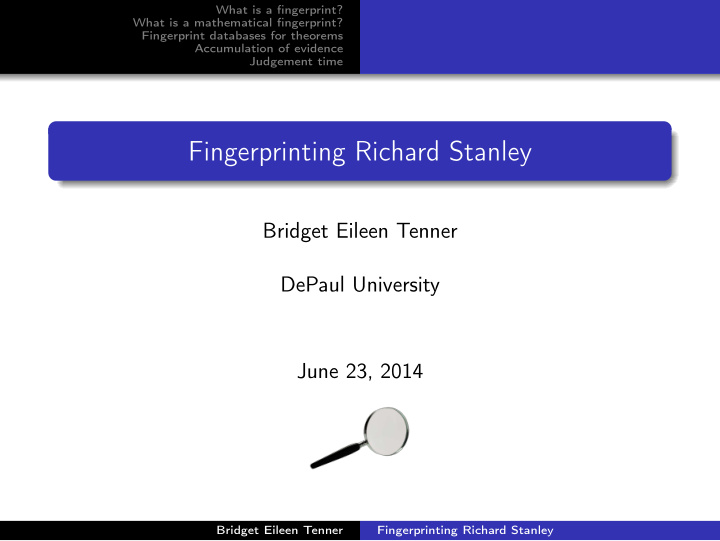 fingerprinting richard stanley