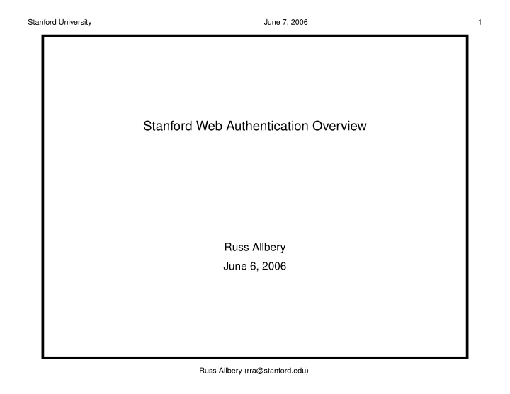 stanford web authentication overview