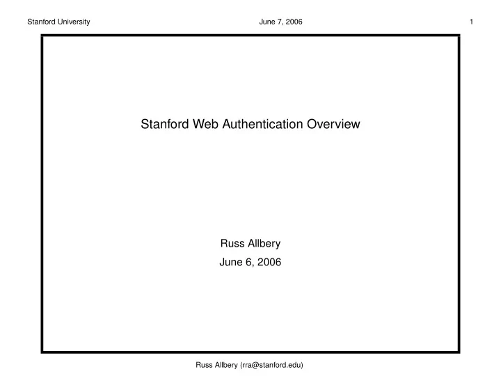 stanford web authentication overview