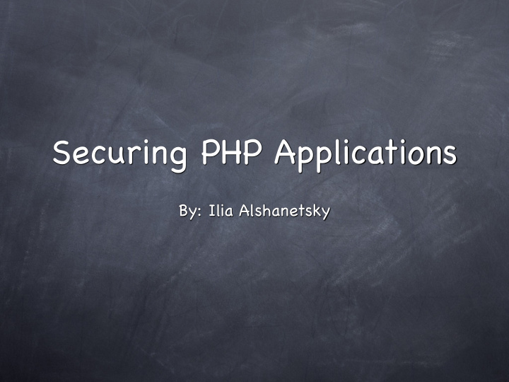 securing php applications