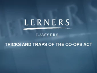 TRICKS AND TRAPS OF THE CO-OPS ACT  TRICKS AND TRAPS OF THE CO-OPS ACT THE NAME TRAP    a