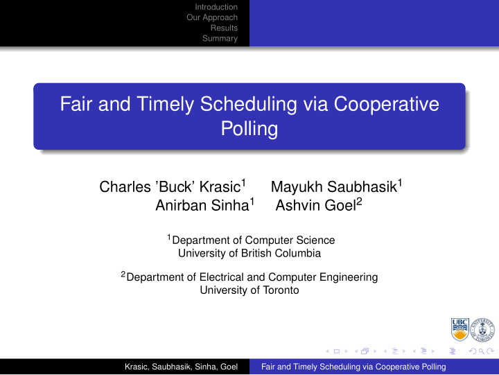 fair and timely scheduling via cooperative polling