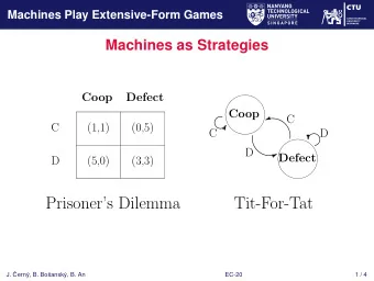 Prisoners Dilemma  Tit-For-Tat  J.   Cern, B. Boansk, B. An  EC-20  1 / 4  Machines Play