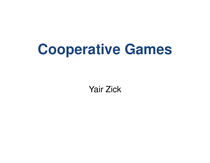 cooperative games