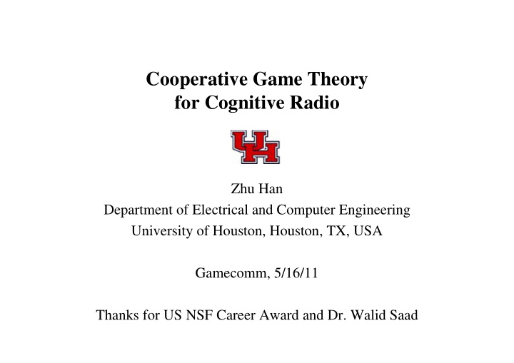 cooperative game theory for cognitive radio