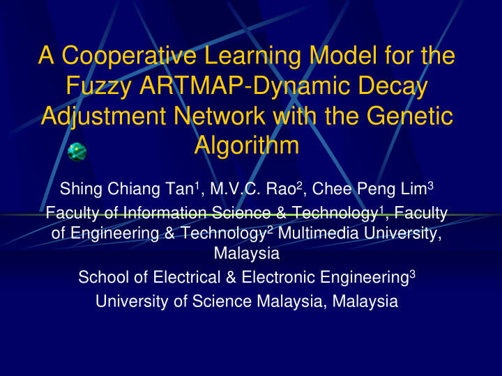 a cooperative learning model for the fuzzy artmap dynamic